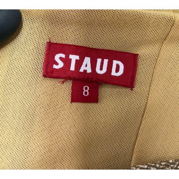 Staud Mocha Herringbone Wells Midi Dress Brown 8 - Picture 5 of 5